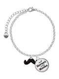 Delight Jewelry Silvertone Small Black Enamel Mustache Dome Real Heroes Wear Masks Charm Bracelet