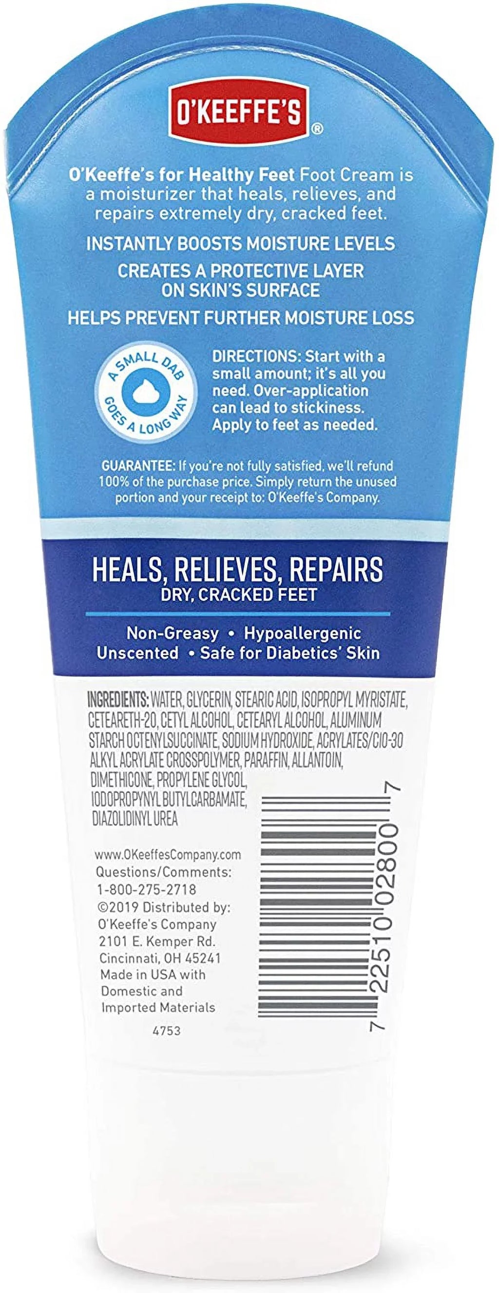 1 ,O'Keeffee's K0280001 Healthy Feet Cream Tube, 3 Oz