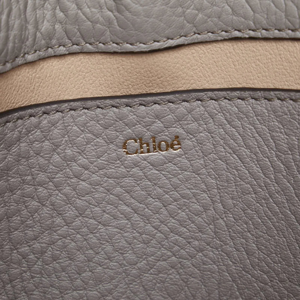 Pre-Owned Chloé Chloe  Alphabet Chain Shoulder Bag Gray Leather Women's (Good)