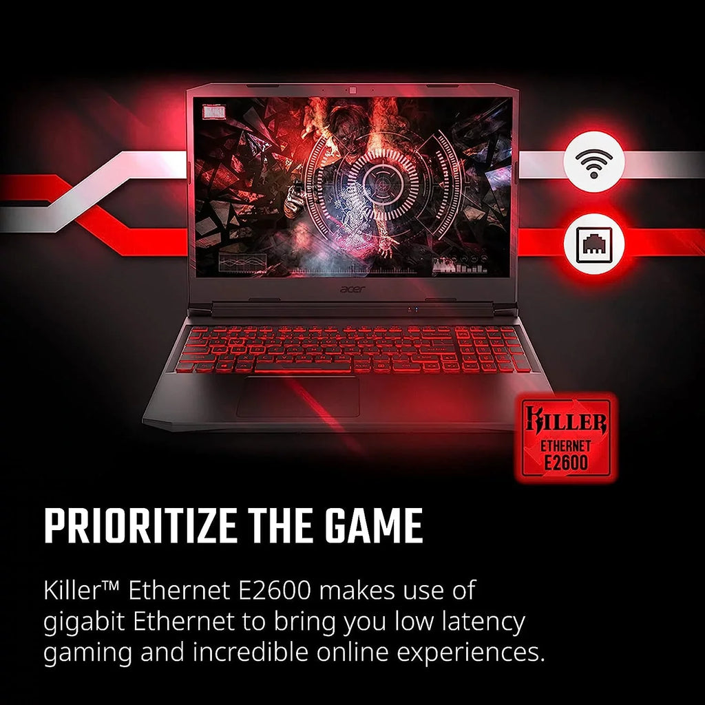 Acer Nitro 5 15.6-Inch 144hz  Gaming Laptop + High Quality 6ft  Cable +  Screen Cleaner + Wired Stereo Gaming Headset + Gaming Controller- Carbon Black