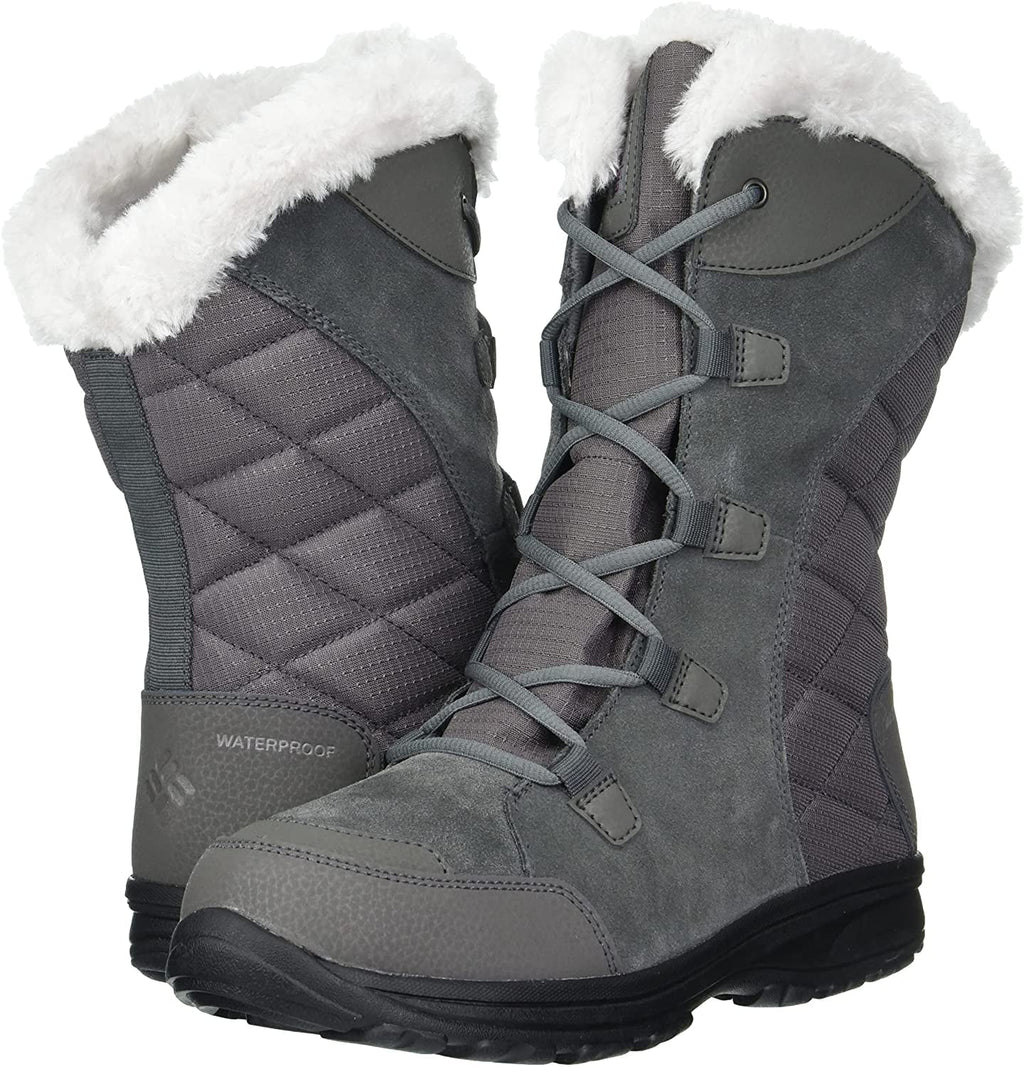Columbia Womens Ice Maiden  Snow Boot 9 Wide Shale/Dark Raspberry
