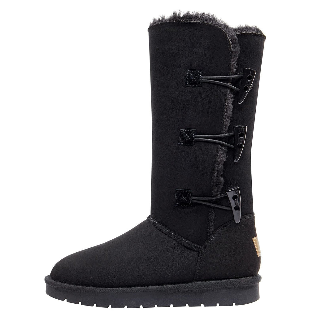 Winter Tall Boots for Women Snow Boot Button Fashion Black Boots Knee High Classic Slip On Boot Outdoor Shoes