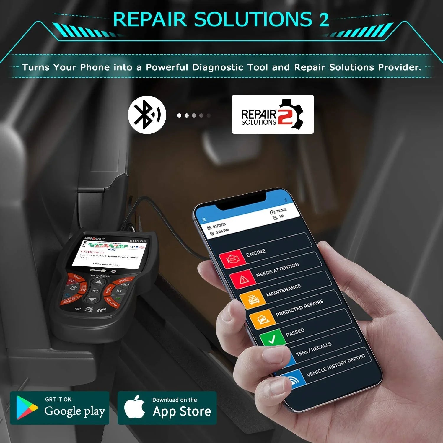 6030P OBD2 Scanner Check Engine  Code Reader Automotive Diagnostic Scan Tool 12V Battery Alternator Test Full  Modes for   Car Scanner Automotive Scanner Analyzer Turn off