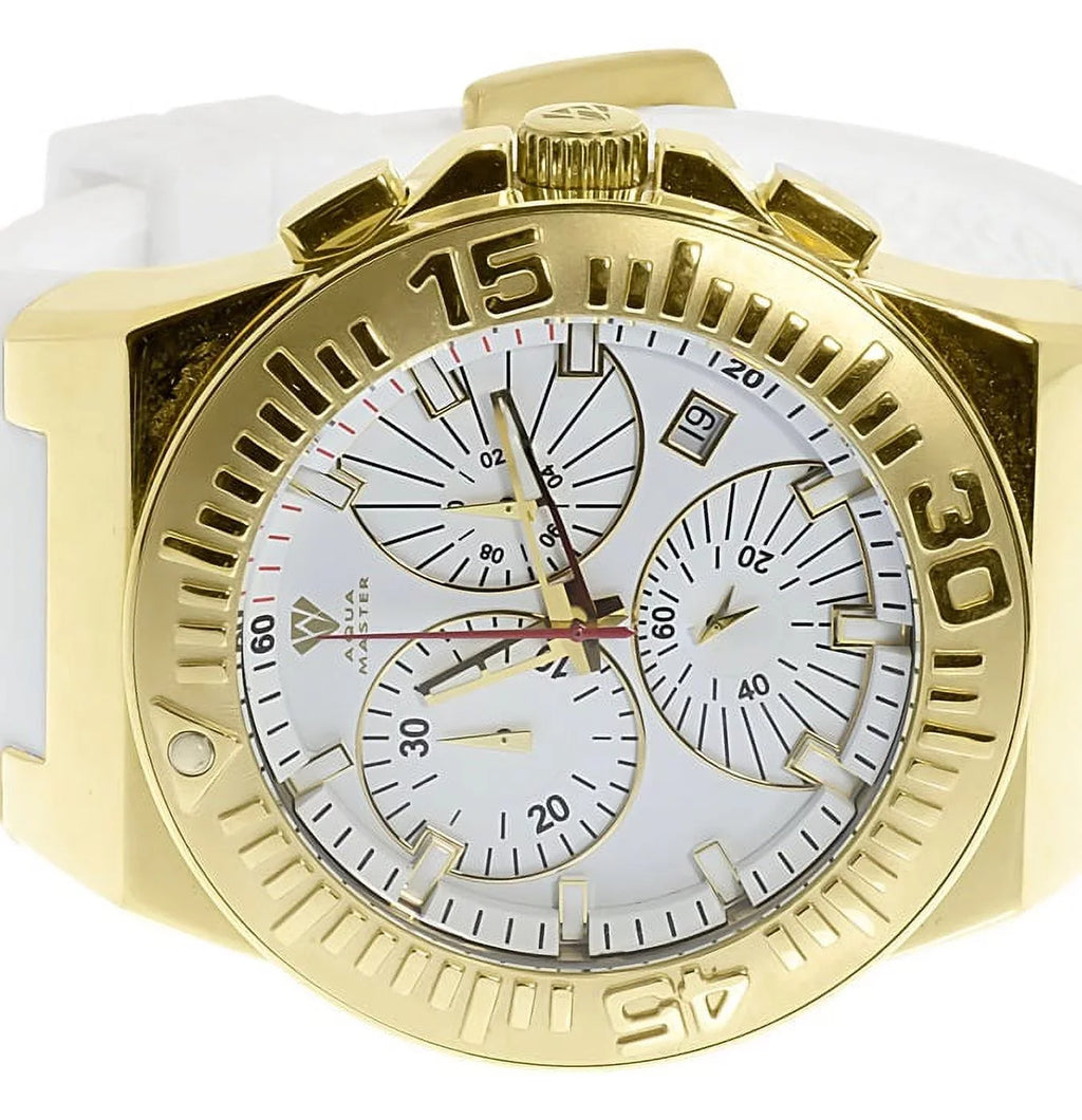 Mens Gold Tone Joe Rodeo Jojo 49mm White Silicone Band Chronograph Watch