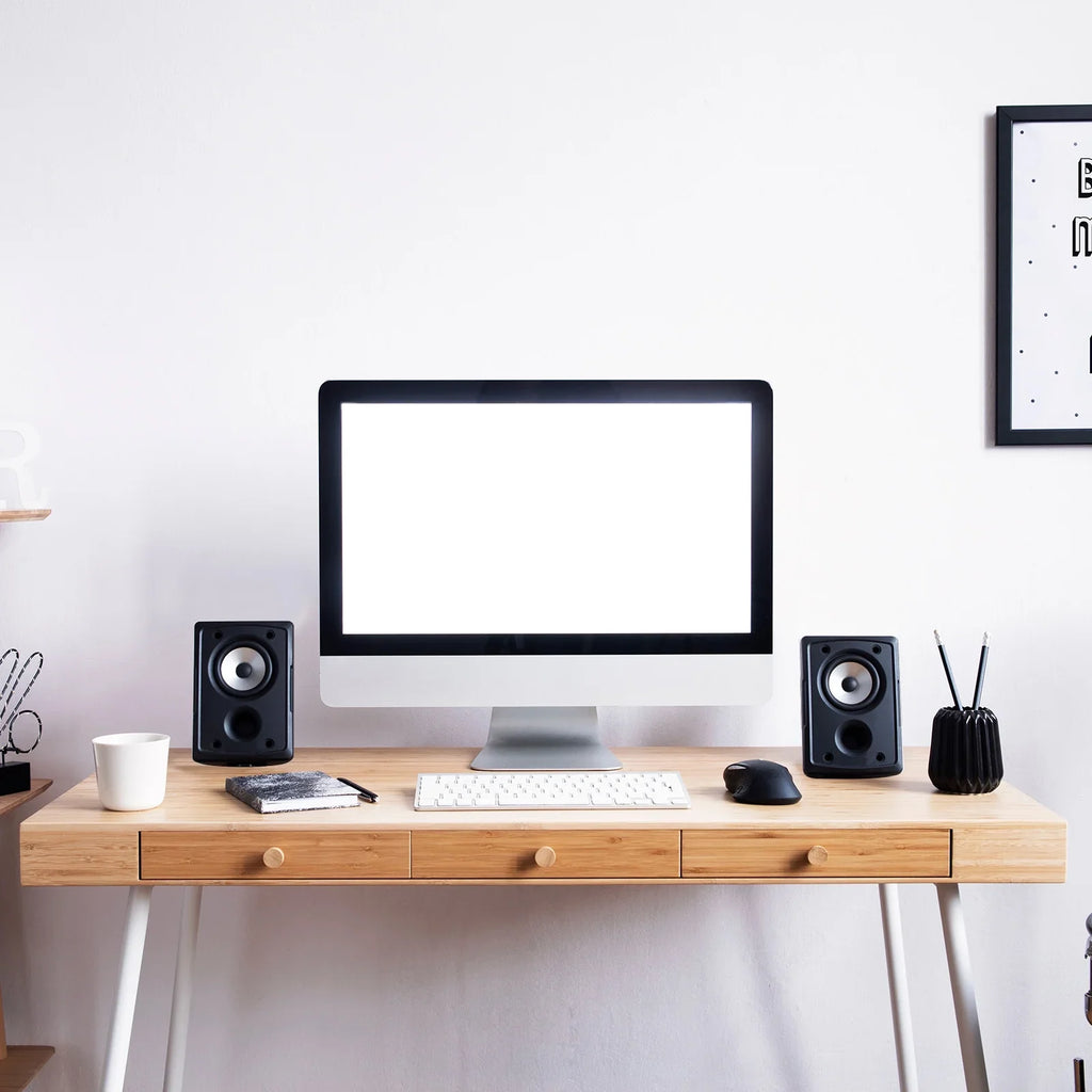 Uxcell Desktop Speaker Stands, Metal Desk Speaker Stands Support Studio Speaker Bookshelf Stand Black Pack of 2