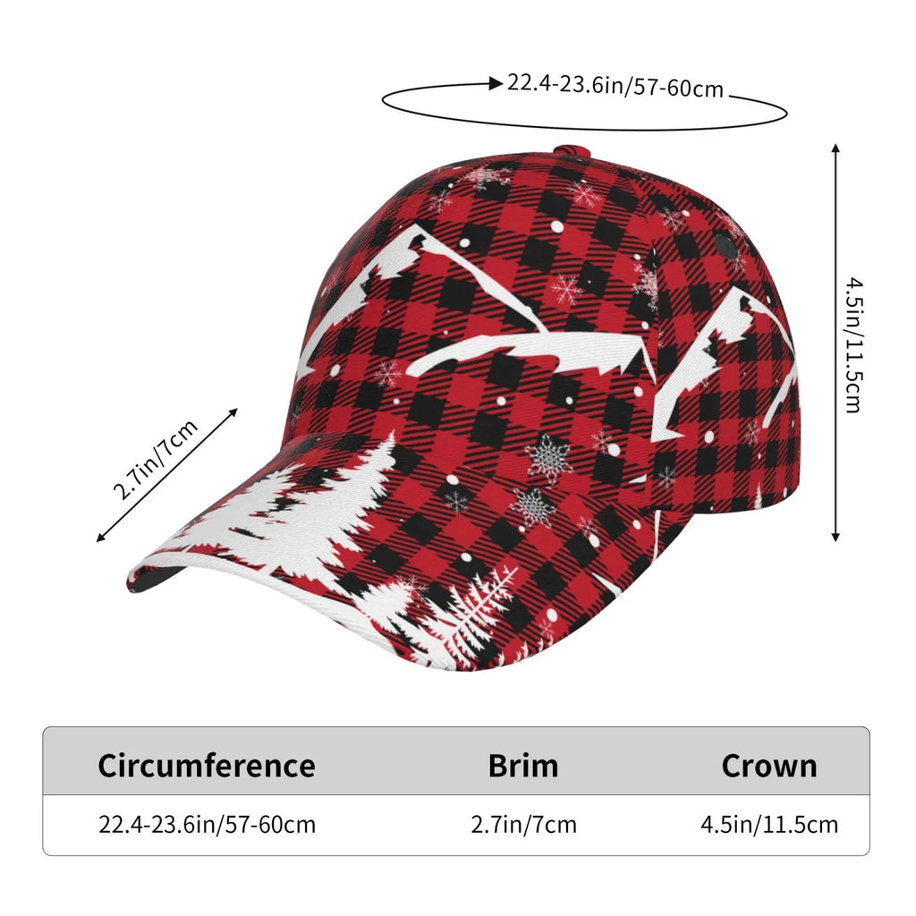 Balery Baseball Cap Adjustable Size for Running Workouts and Outdoor Activities All Seasons Dad Hat(Christmas Tree Buffalo Plaid)