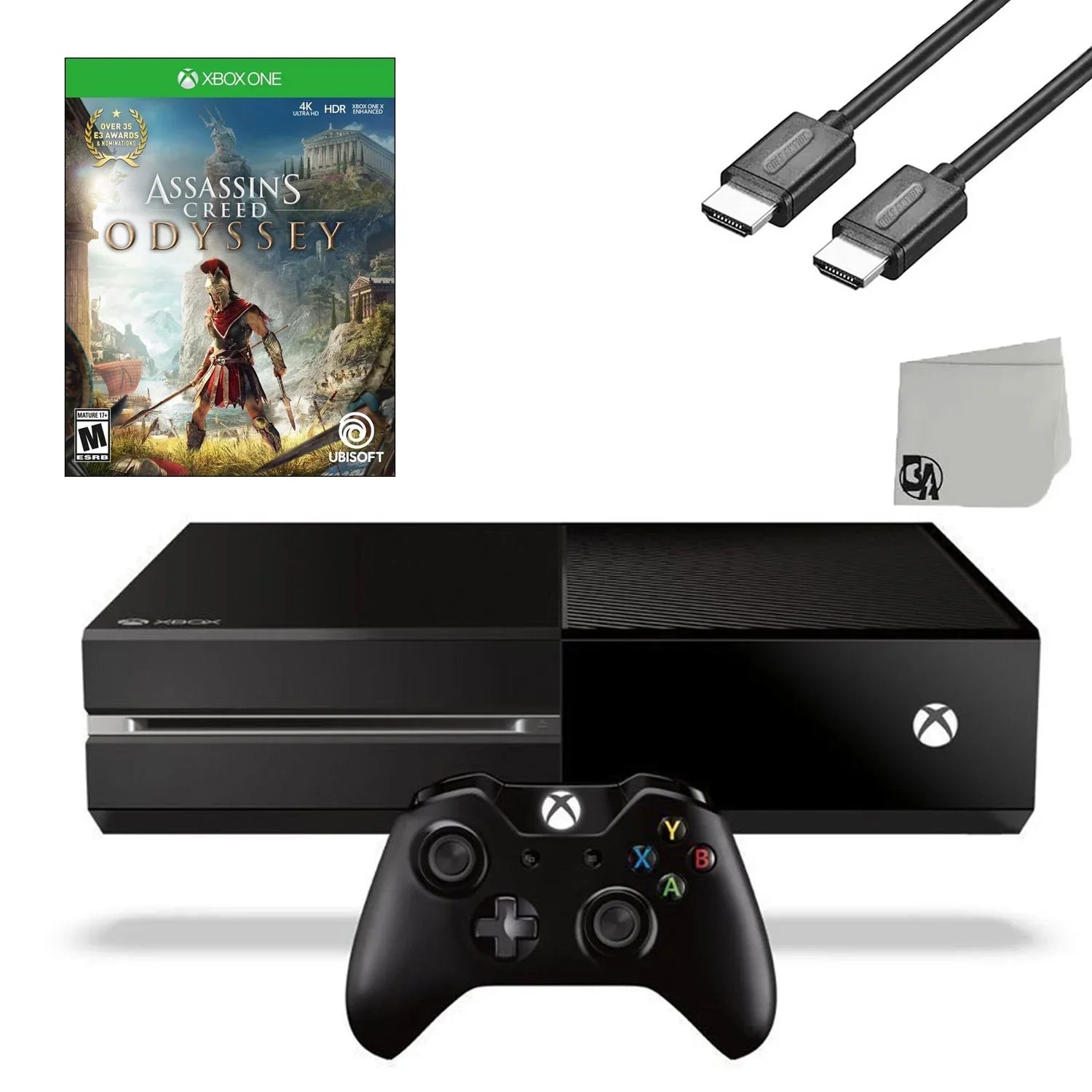 Microsoft Xbox One Original 500GB Gaming Console Black  Cable With Assassin's Creed Odyssey Game   Bundle Like New