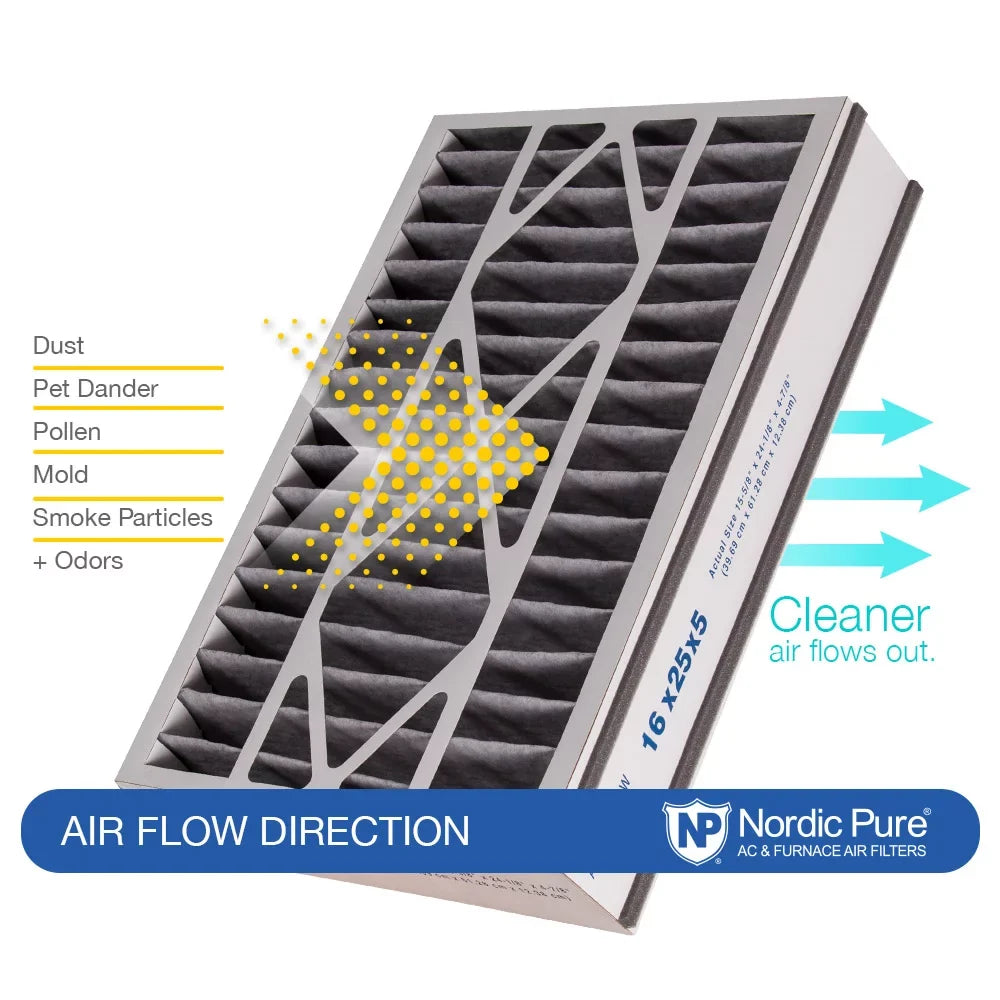 Air Bear 16x25x5 (4 7/8)  Filter Replacement  10 Plus Carbon 4 Pack
