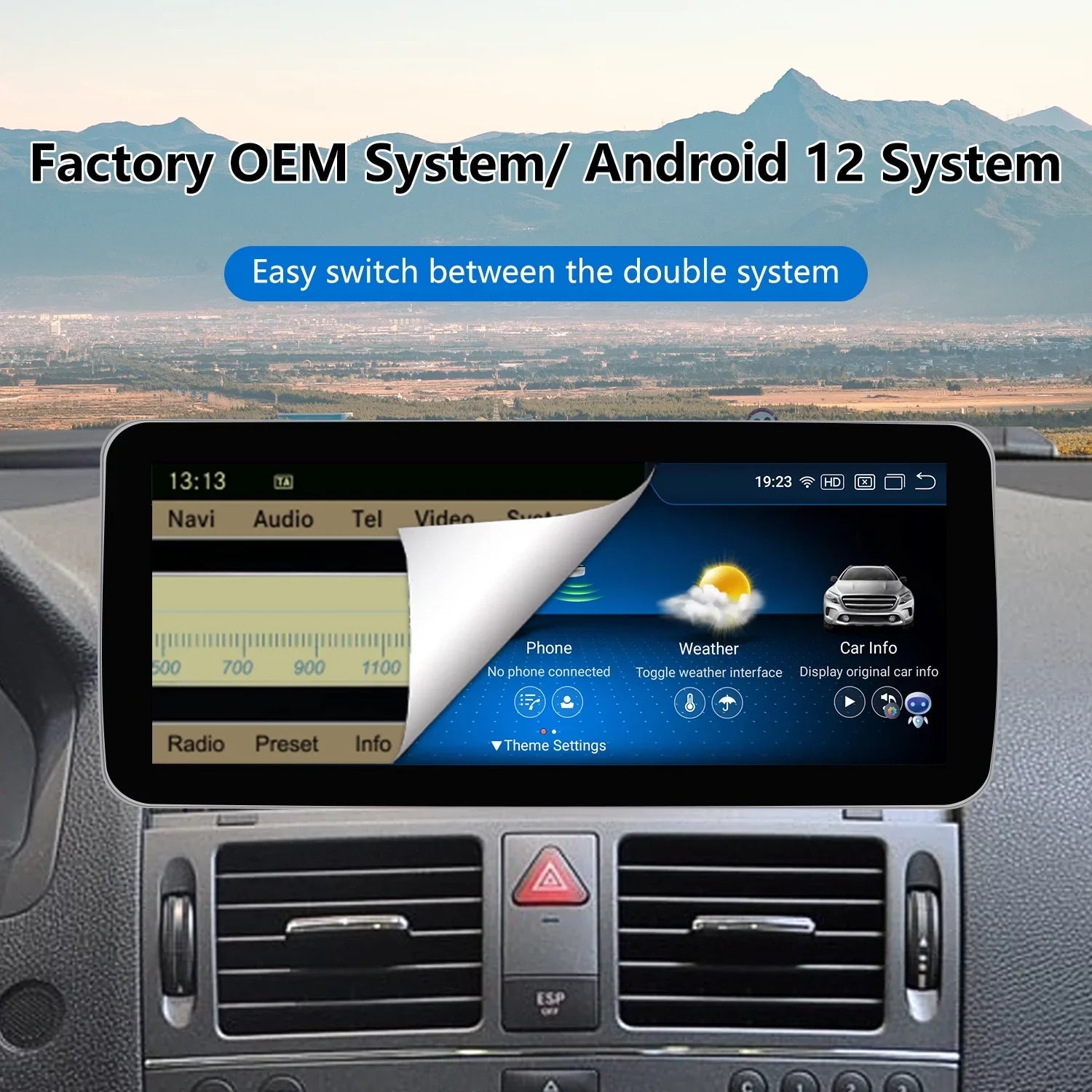 Road Top Android 13 Touch Screen Car Stereo 10.25" 8GB+256GB Car Touch Screen for Mercedes Benz C Class W204 2011-2014 Year with NTG4.5/4.7, Supports Wireless Wired CarPlay Android Auto Mirrorlink