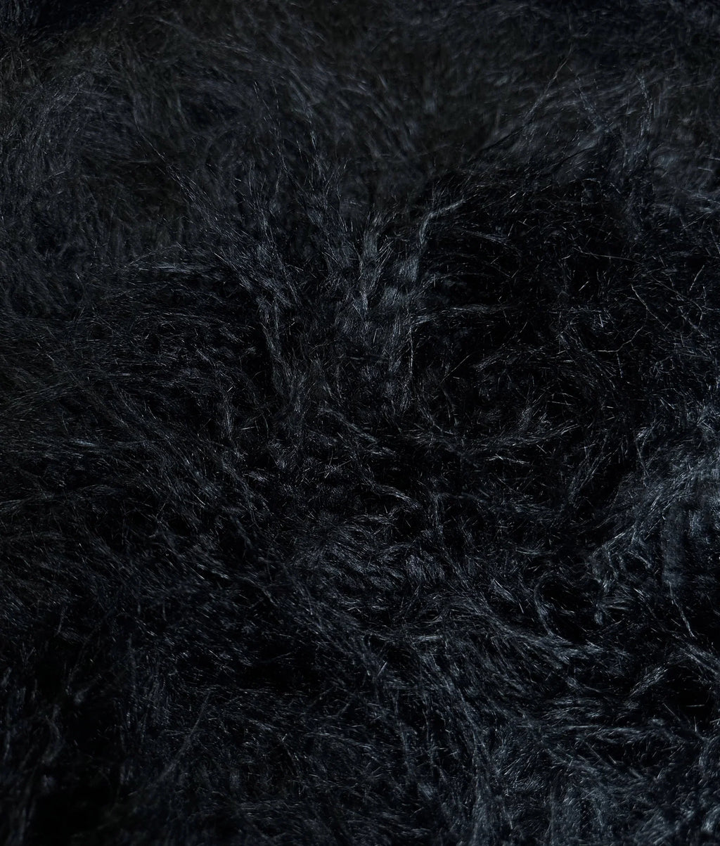 Faux Fake  Yak  3.5"  Pile Japanese Fire Retardant Yarn 2.3oz Per Yard / Craft, Sewing Cosplay 58" Wide Sold by Continuous Yard (Black)