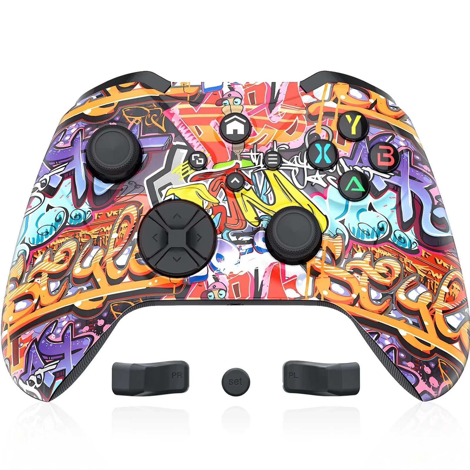 Bonadget 32Ft Wireless Xbox One Controller,Graffiti Custom Xbox Controller Built-in Dual Vibration and 3.5mm Audio Jack with  Function - Compatible with Xbox One S/X/Xbox Series X/S/Window