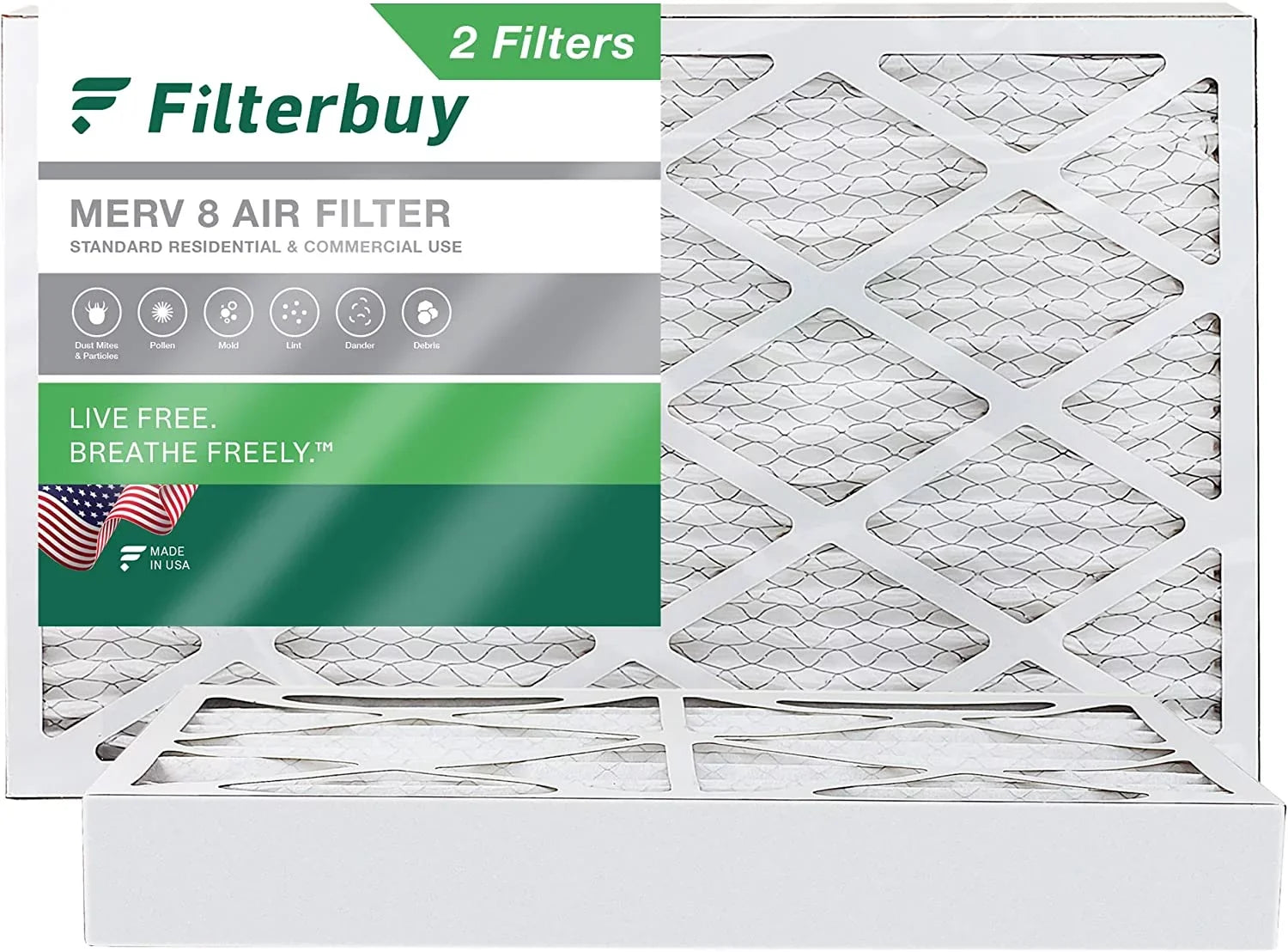 Filterbuy 14x25x4  8 Pleated   Furnace Air Filters (2-Pack)