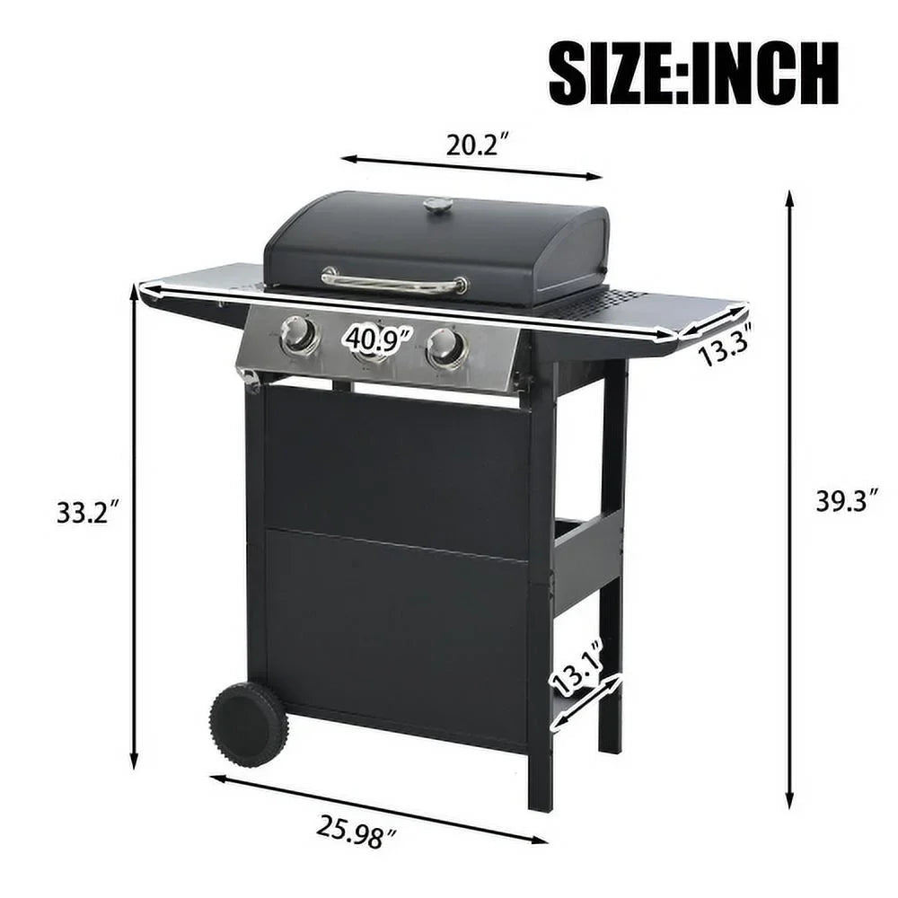 Kaireey 3 Burner  Propane Gas Grill, Stainless Steel 30,000  Patio Garden Barbecue Grill with Two Foldable Shelves