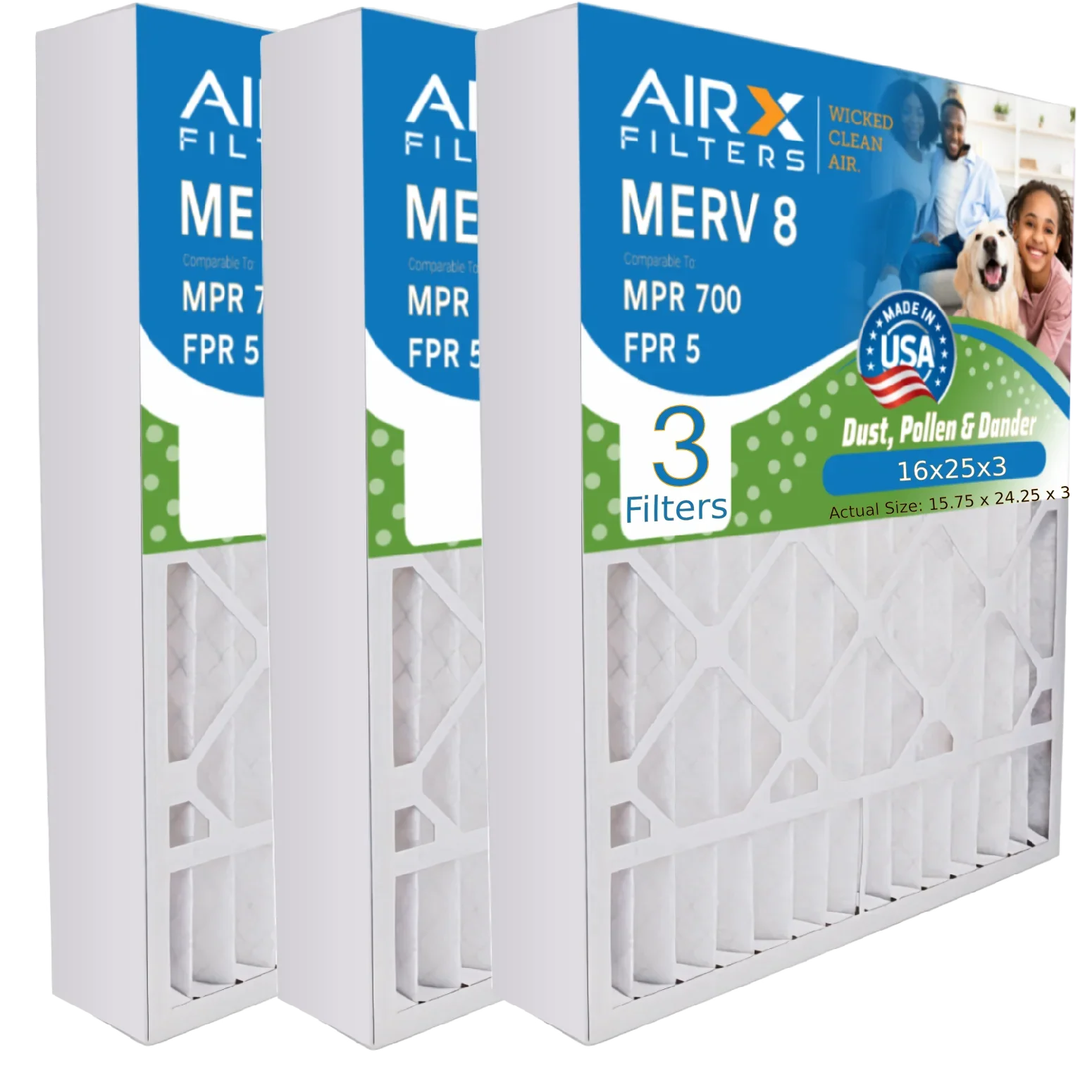 16x25x3 Air Filter  8 Comparable to  700 &  5 Compatible with Lennox X0581 Air Filter 3 Pack by     .