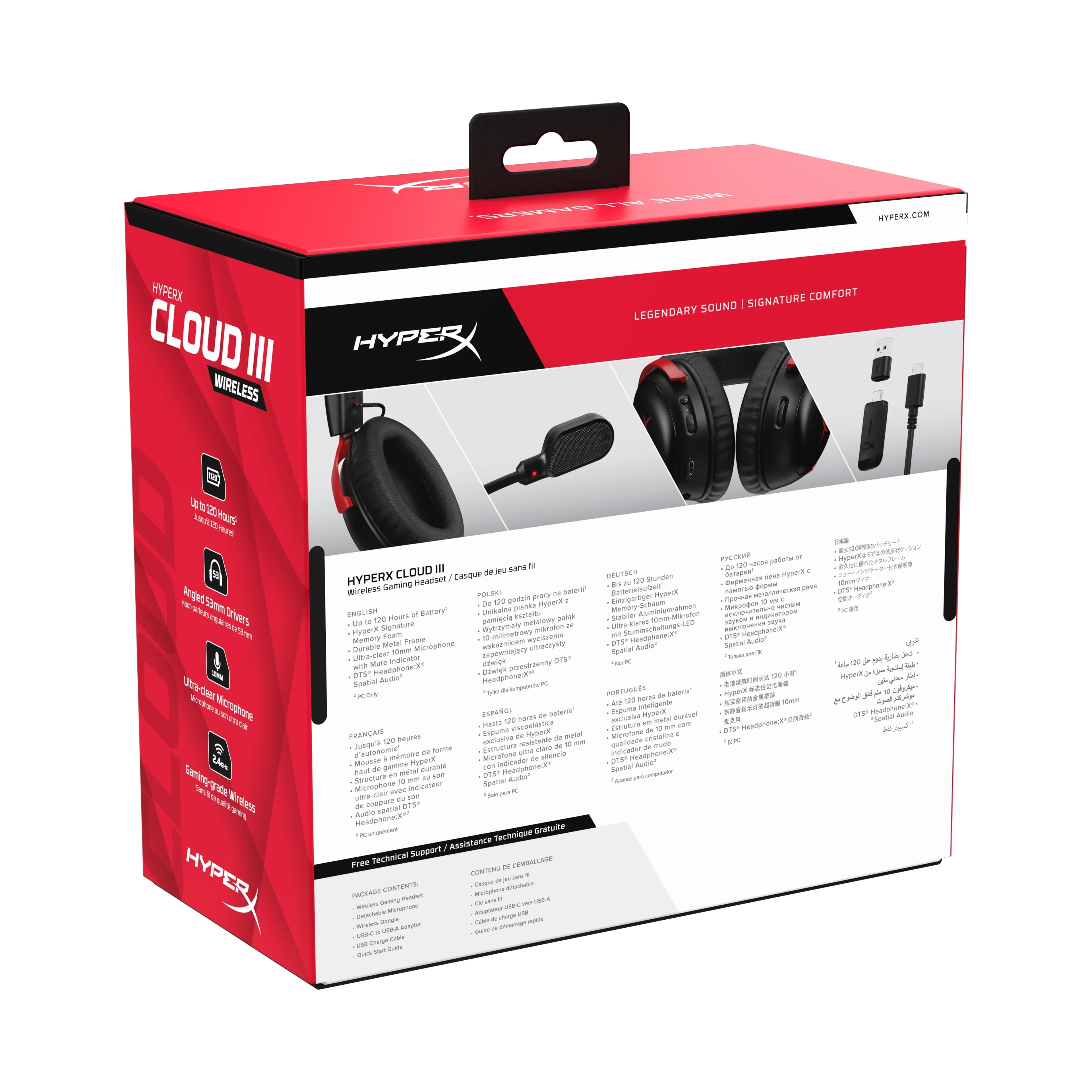 HyperX Cloud  Wireless – Gaming headset for , PS5, PS4, up to 120-hour Battery, 2.4GHz Wireless, 53mm angled drivers, Memory foam, Durable Frame, 10mm microphone – Black/Red