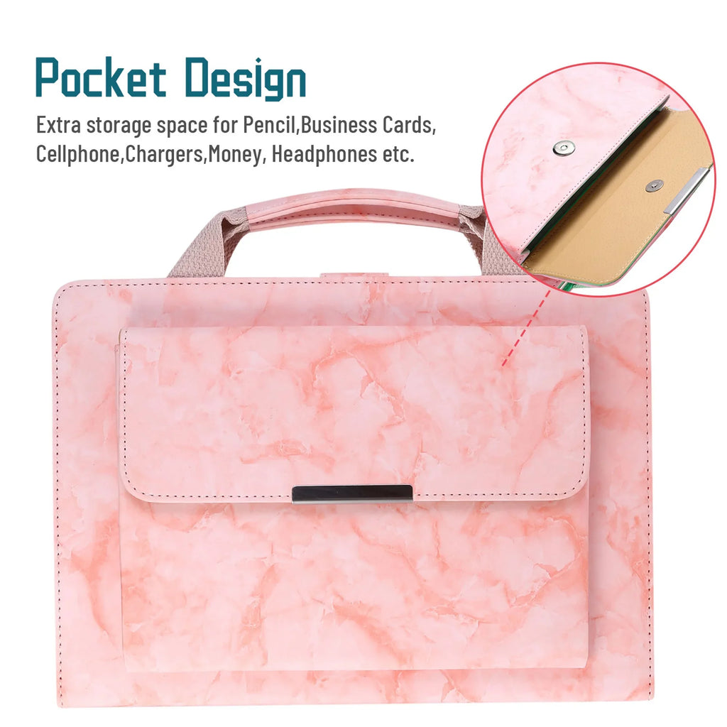 iPad 6th Generation Case, iPad 5th Gen Case, iPad Air 2 & 1st/iPad Pro 9.7 Case, Dteck Multi-Angle Stand Magnetic  Leather Bag Folio Cover with Handle Document Pocket [Auto Wake/Sleep], Pink Marble