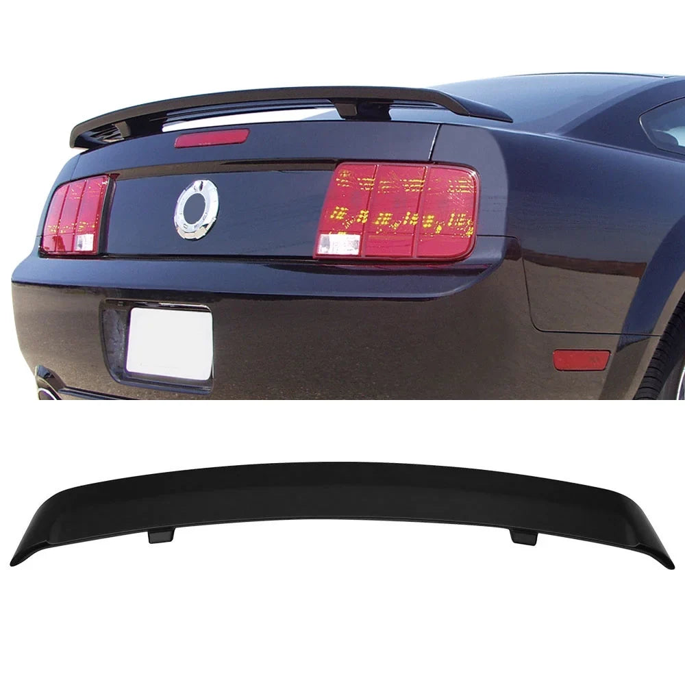 Ikon Motorsports Compatible with 05-09 Ford Mustang  Factory Style Trunk Spoiler Unpainted  Black Wing