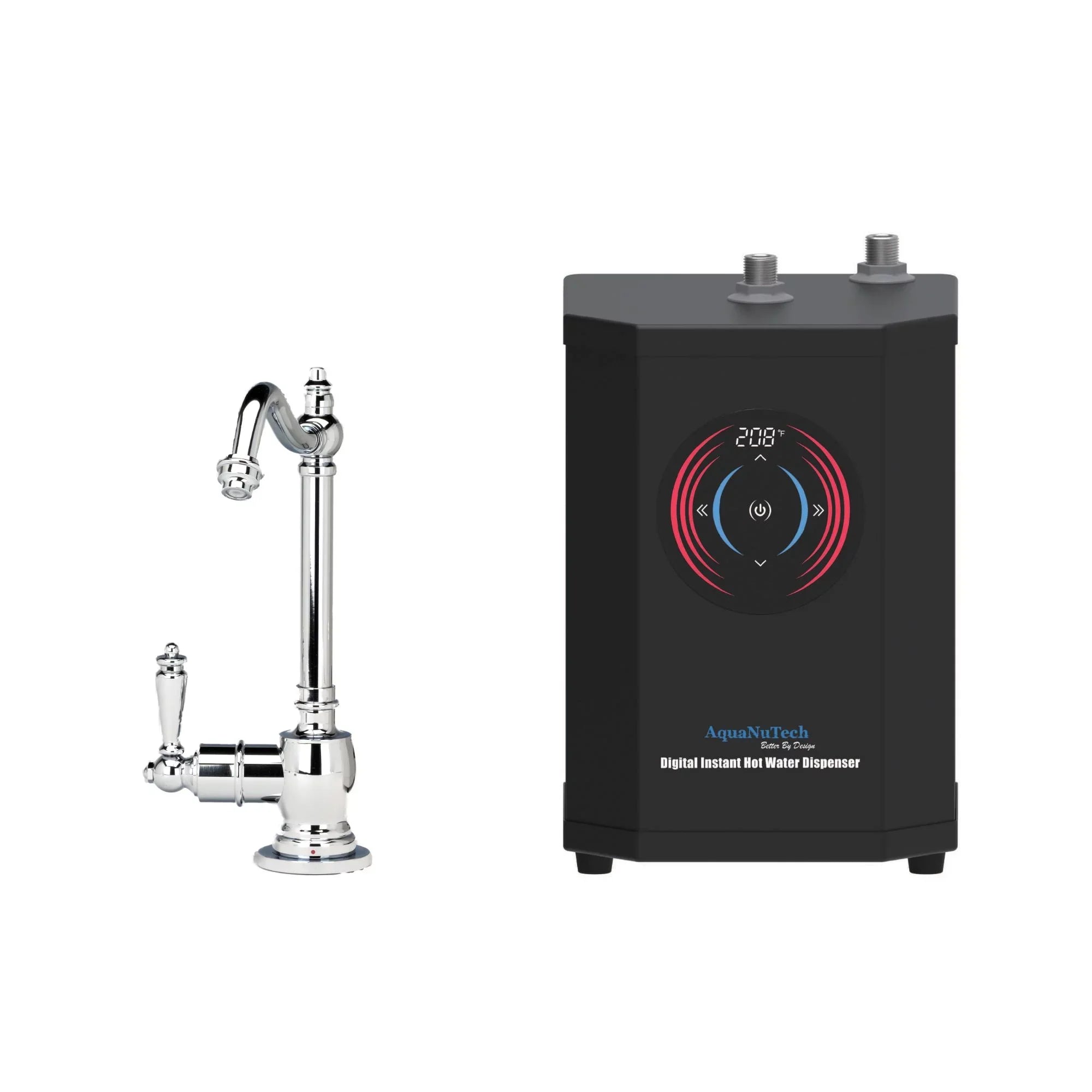 AquaNuTech AquaNuTech Traditional Hook Spout Hot Water Only Filtration Faucet with Dispenser, Chrome