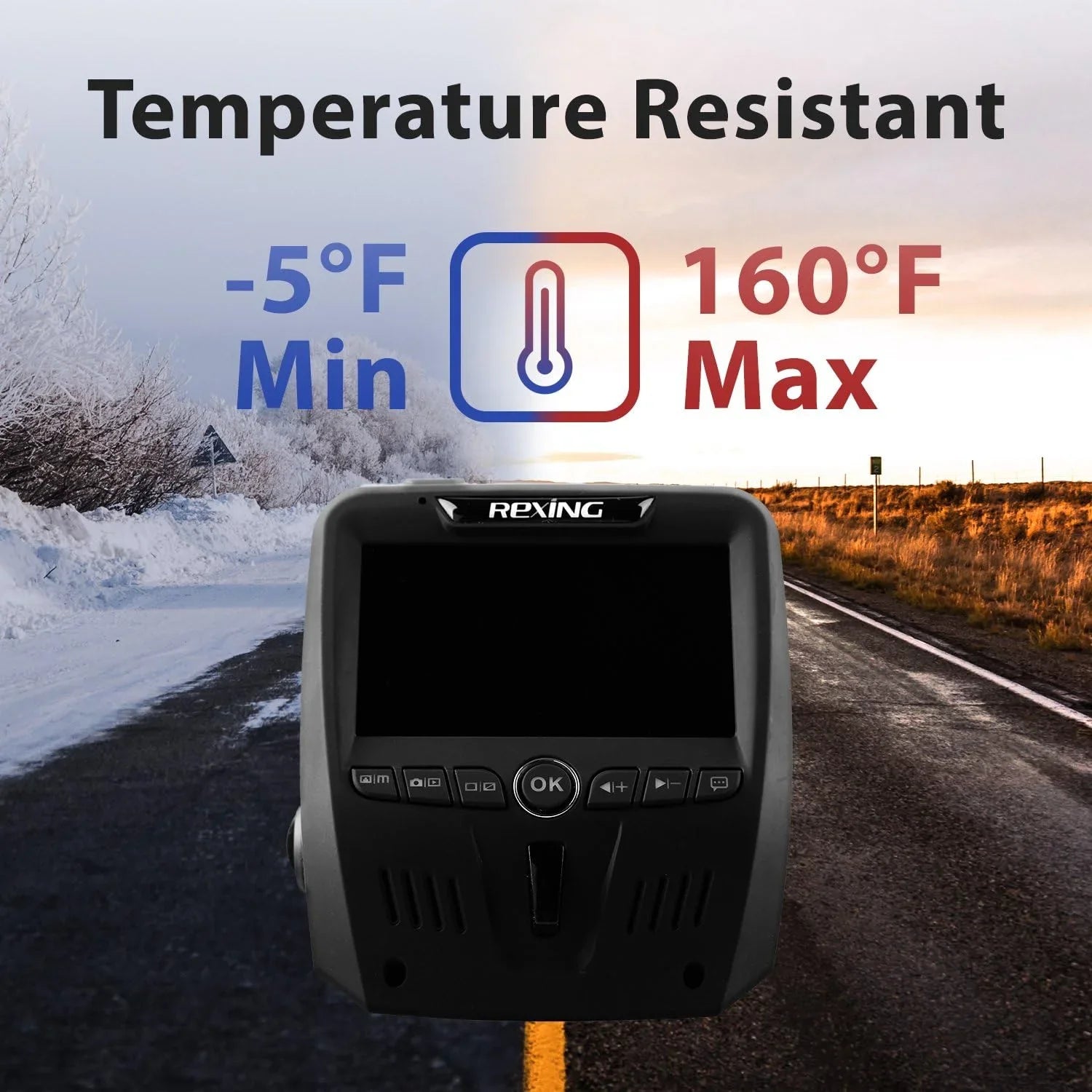 Open Box Rexing V1LG Dual Channel Car Dash Cam  1080p - Black