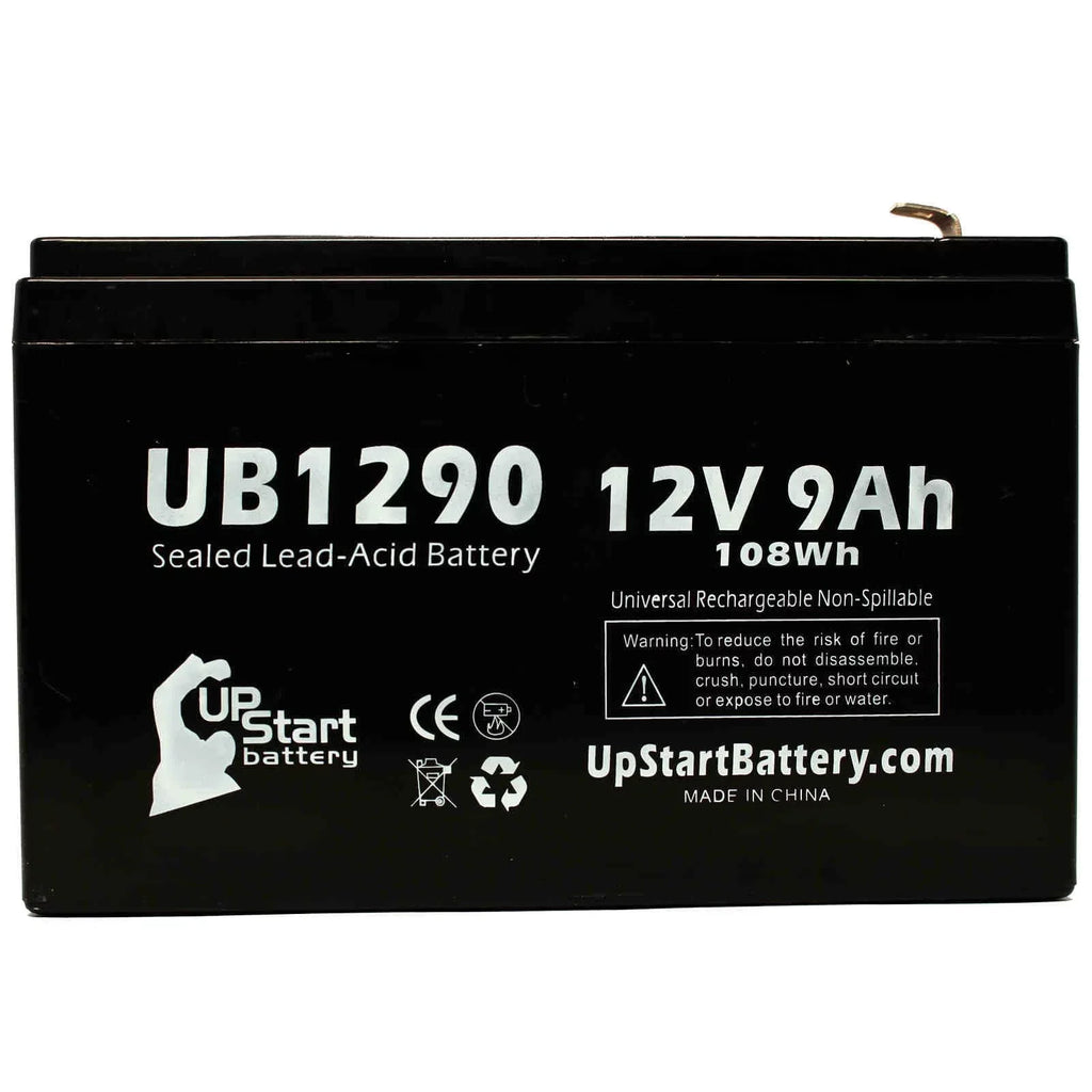 4x Pack - Compatible Kontron 7640  Battery - Replacement UB1290 Universal Sealed Lead Acid Battery (12V, 9Ah, 9000mAh, F1 Terminal, , ) - Includes 8 F1 to F2 Terminal Adapters