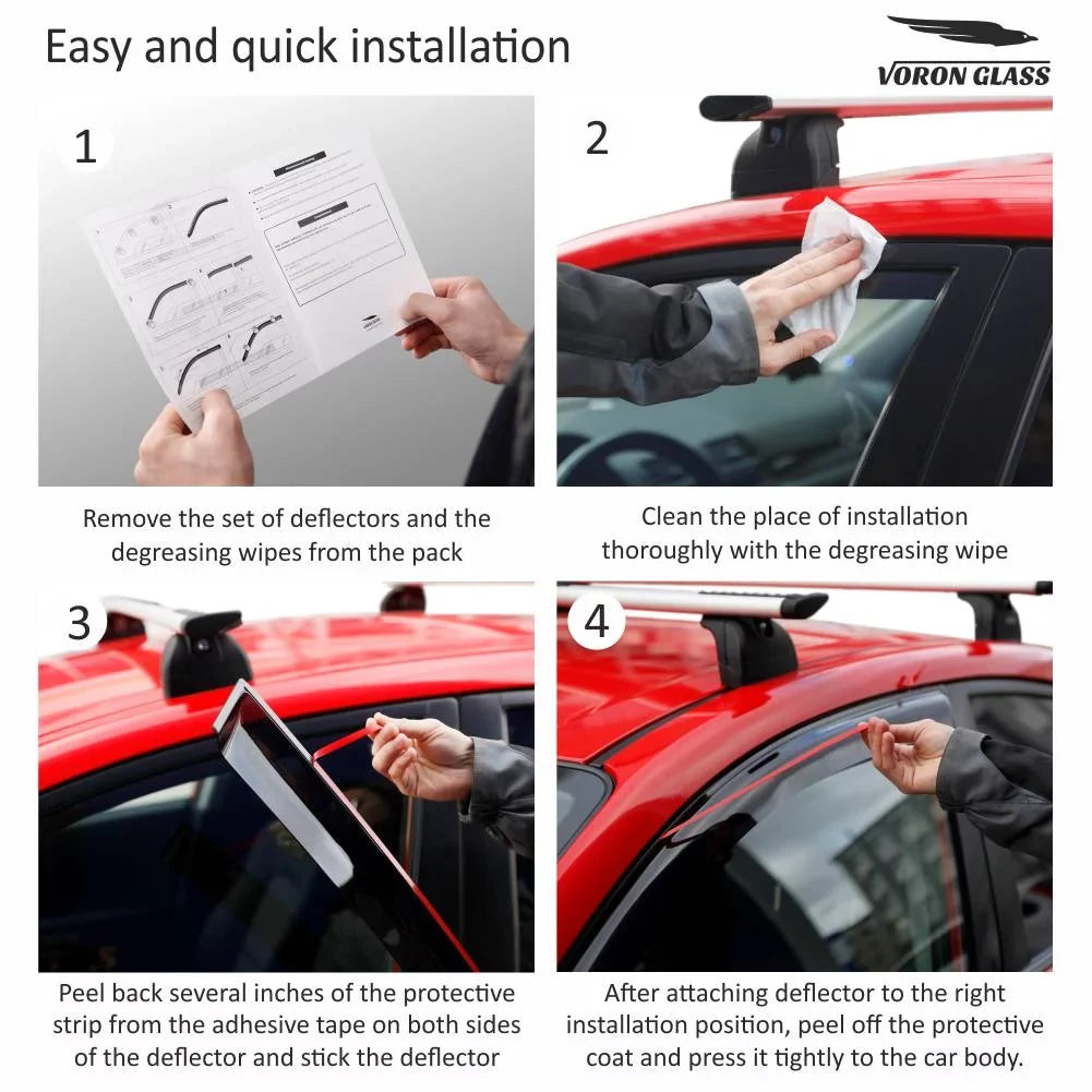 Voron Glass Tape-on Extra Durable Rain Guards for Subaru  Crosstrek 2018-2024, Window Deflectors, Vent Window Visors, 6 Pieces - 100489