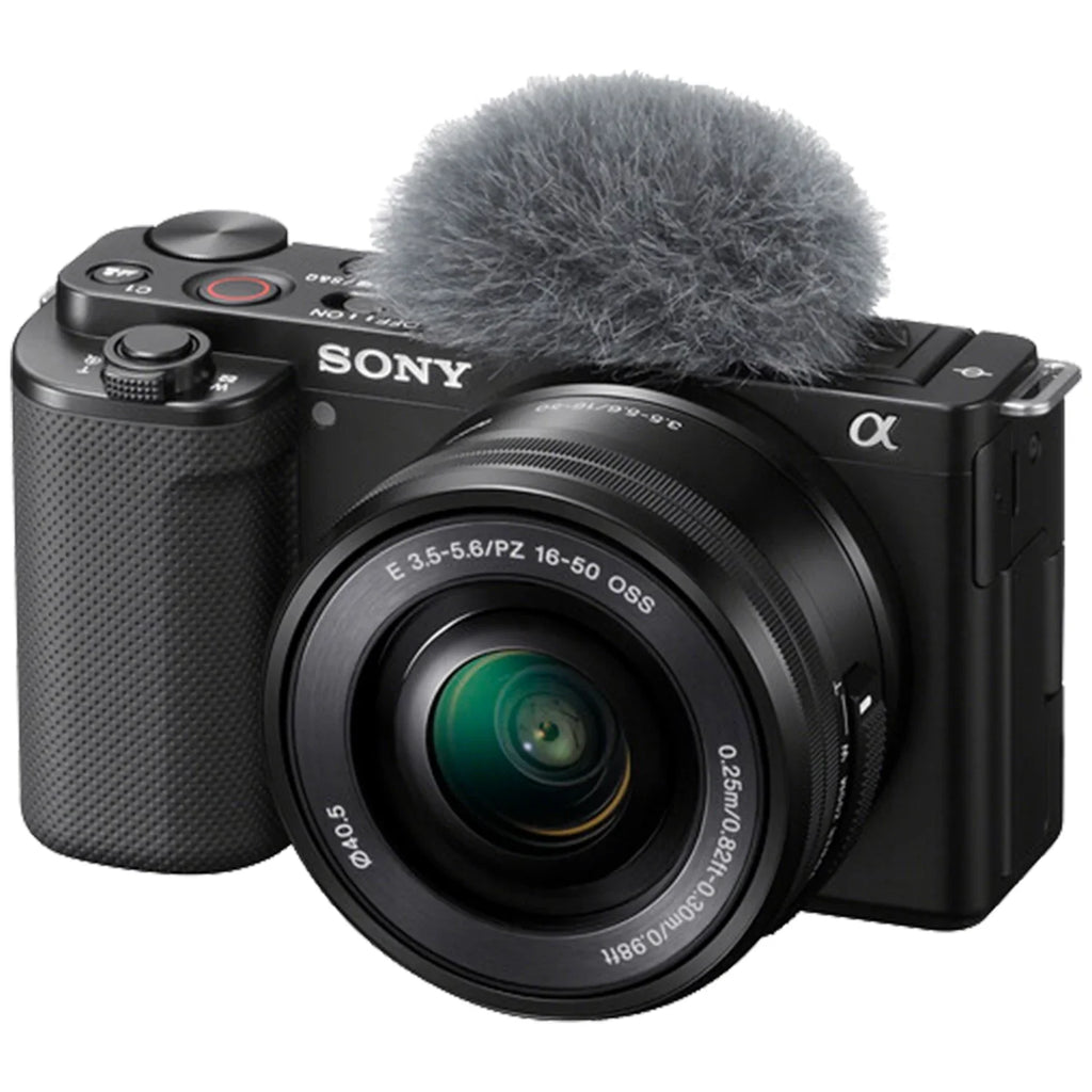 Sony Alpha -E10 Mirrorless Vlog Camera With 16-50mm Lens + 128GB Memory Card + Tripod + Case + ZeeTech Accessory Bundle (Black)