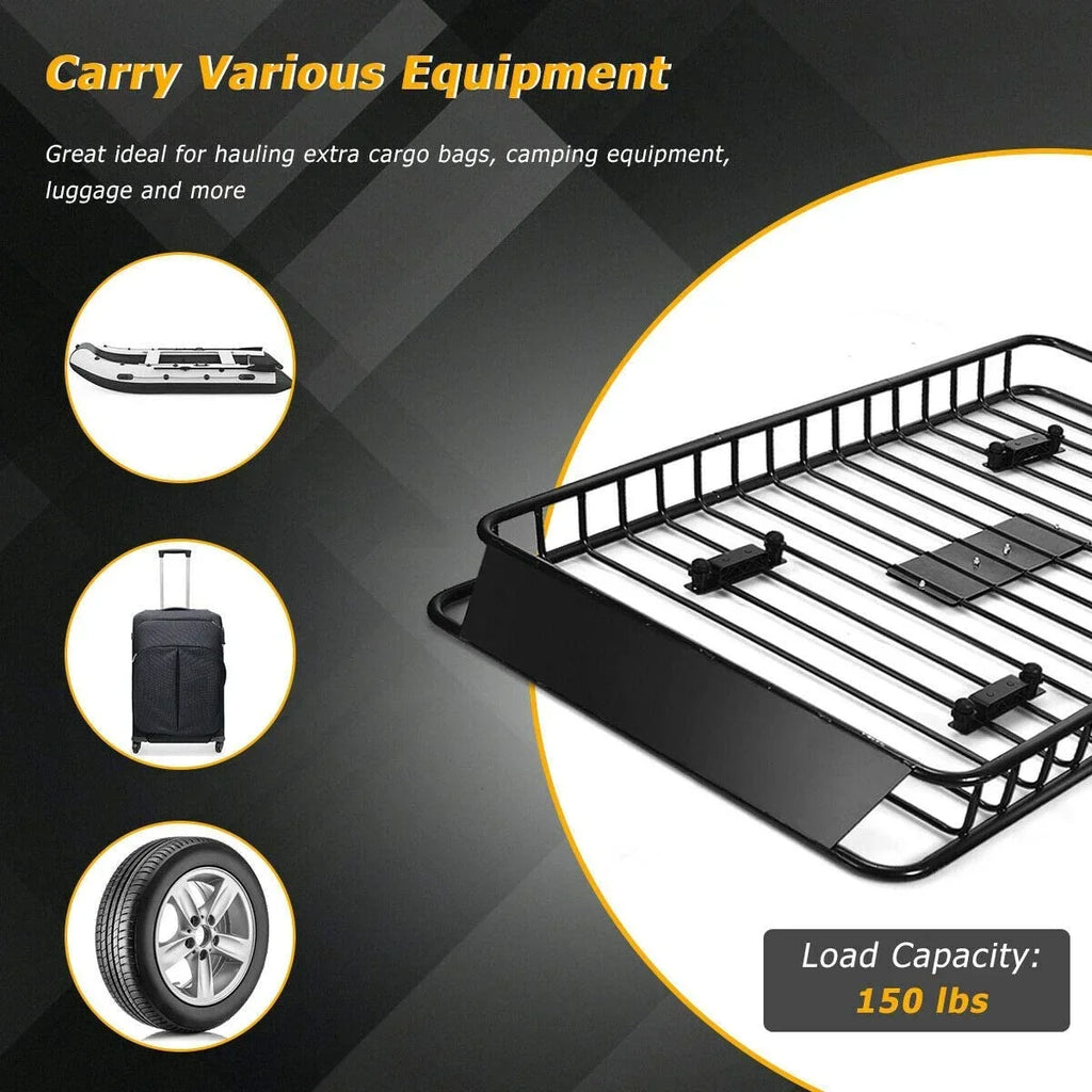64" x 39”x 6” Roof Rack Cargo Basket with Extension, Universal Rooftop Cargo Carrier with 150lb Capacity, Car Top Luggage Holder Carrier for , Truck
