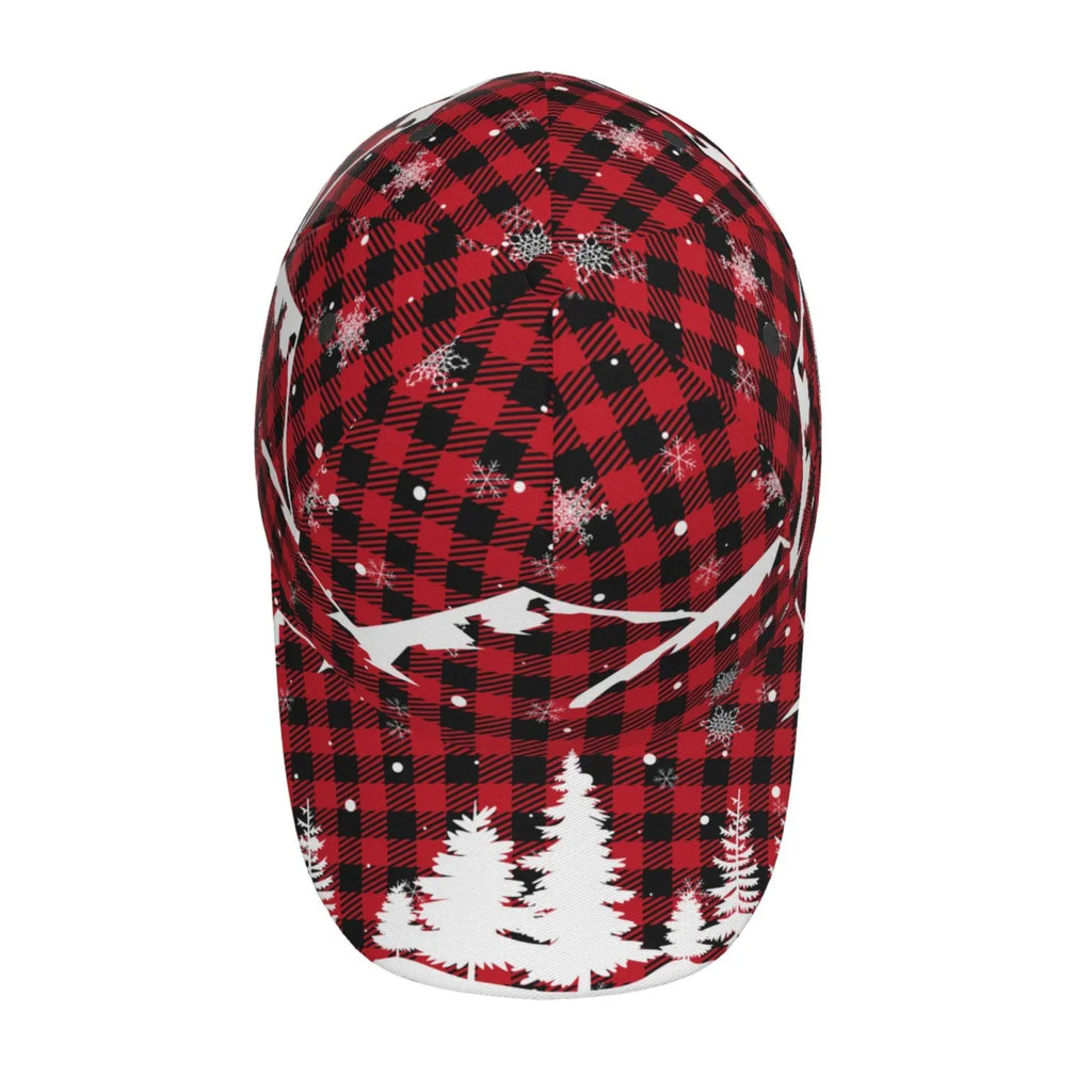 Balery Baseball Cap Adjustable Size for Running Workouts and Outdoor Activities All Seasons Dad Hat(Christmas Tree Buffalo Plaid)