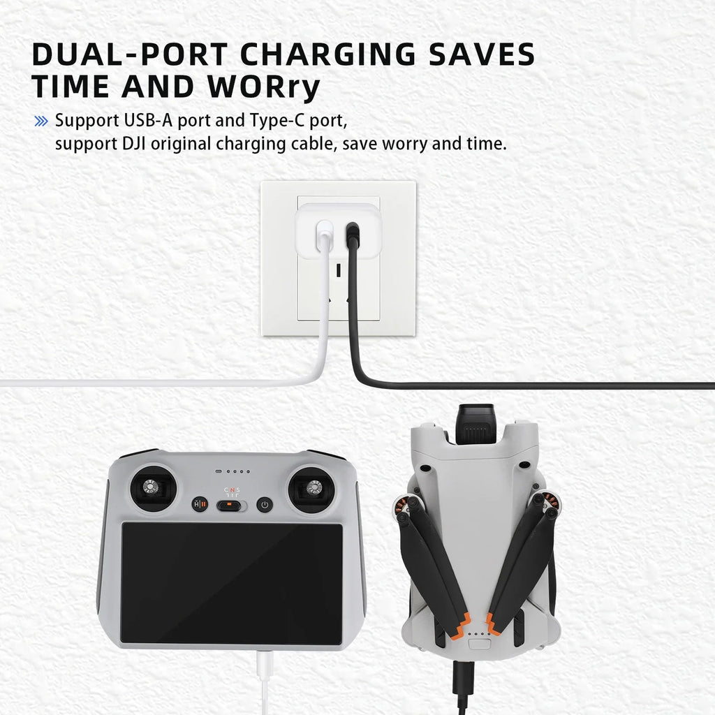 30W  Charger with Type-C Cable Dual-Port Charging for  Mini 2/Mini 3 Pro Charging Parts