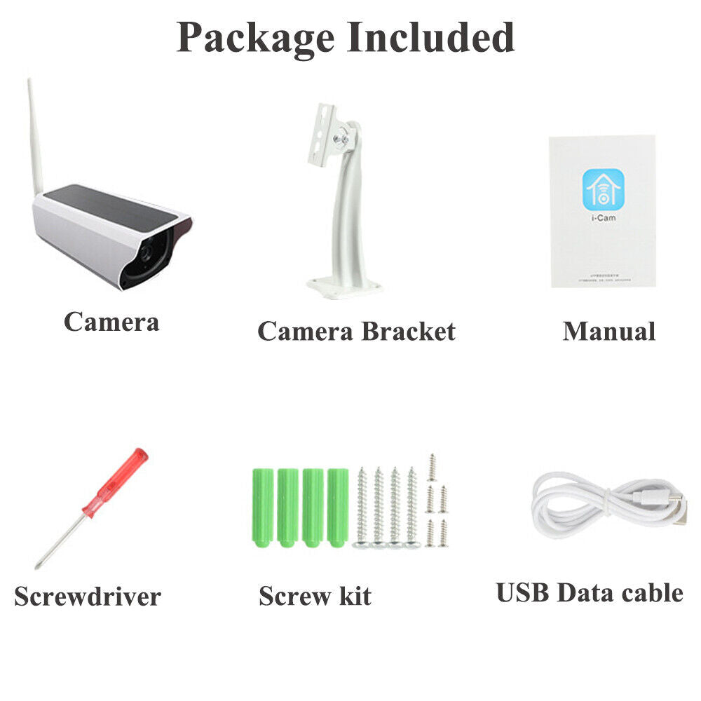 1080P Solar Powered Security Camera, Wireless Security Camera, WiFi  Home Outdoor Security  Camera Night Vision  with 32GB Momery Card and 3 Pcs 18650 Batteries
