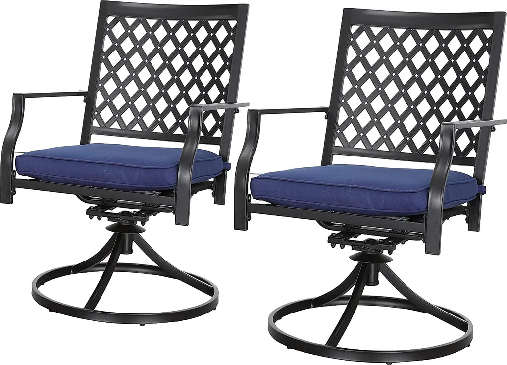 Patio Swivel Rocker Chairs Furniture Metal Outdoor Dining Chairs With Cushion Set Of 2