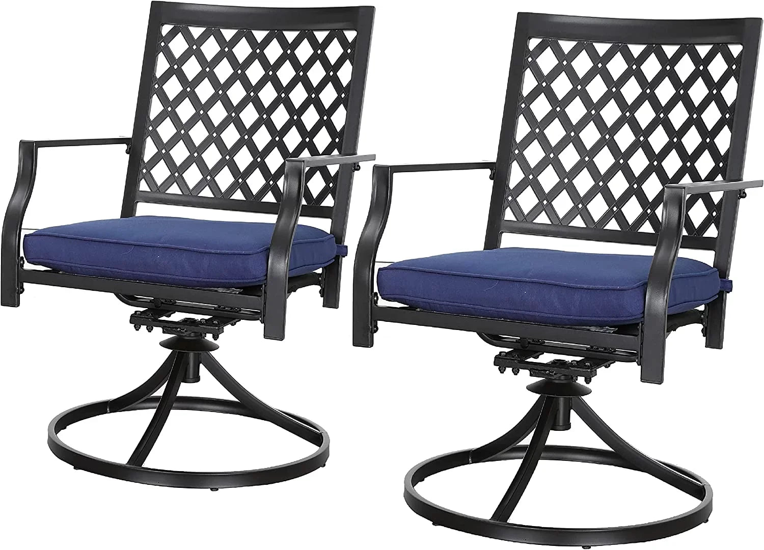 Patio Swivel Rocker Chairs Furniture Metal Outdoor Dining Chairs With Cushion Set Of 2