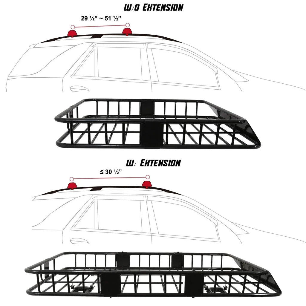 Teledu Roof Rack 64" Extendable Steel Luggage Cargo Carrier Top Basket  Truck