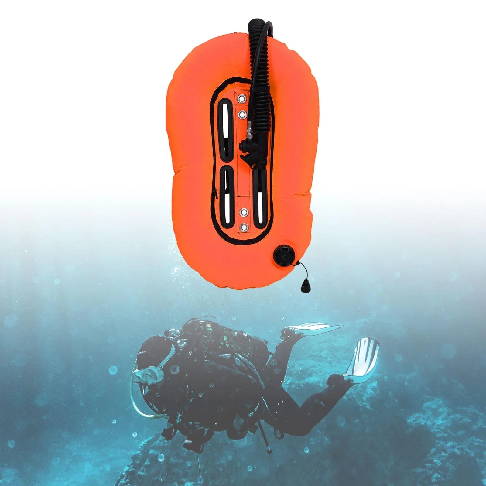 harayaa Diving Snorkeling Donut Wing Single Tank Scuba  Set for Freediving Diving Orange