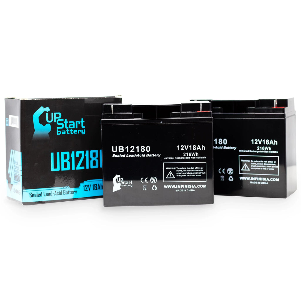 2x Pack - Compatible  / Portalac PX12180 Battery - Replacement UB12180 Universal Sealed Lead Acid Battery (12V, 18Ah, 18000mAh, T4 Terminal, , )