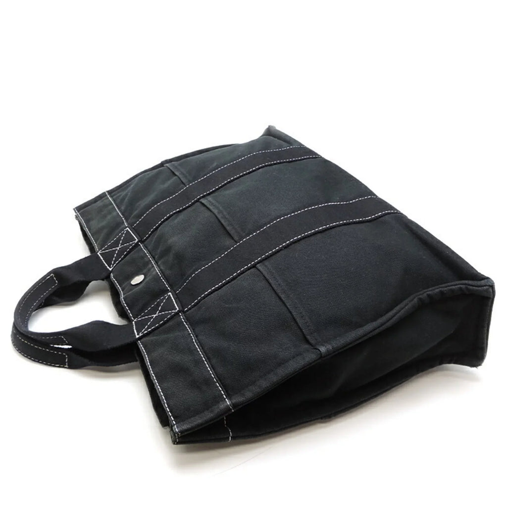 Pre-Owned Hermes Deauville  Ladies Tote Bag Cotton Canvas Black (Fair)