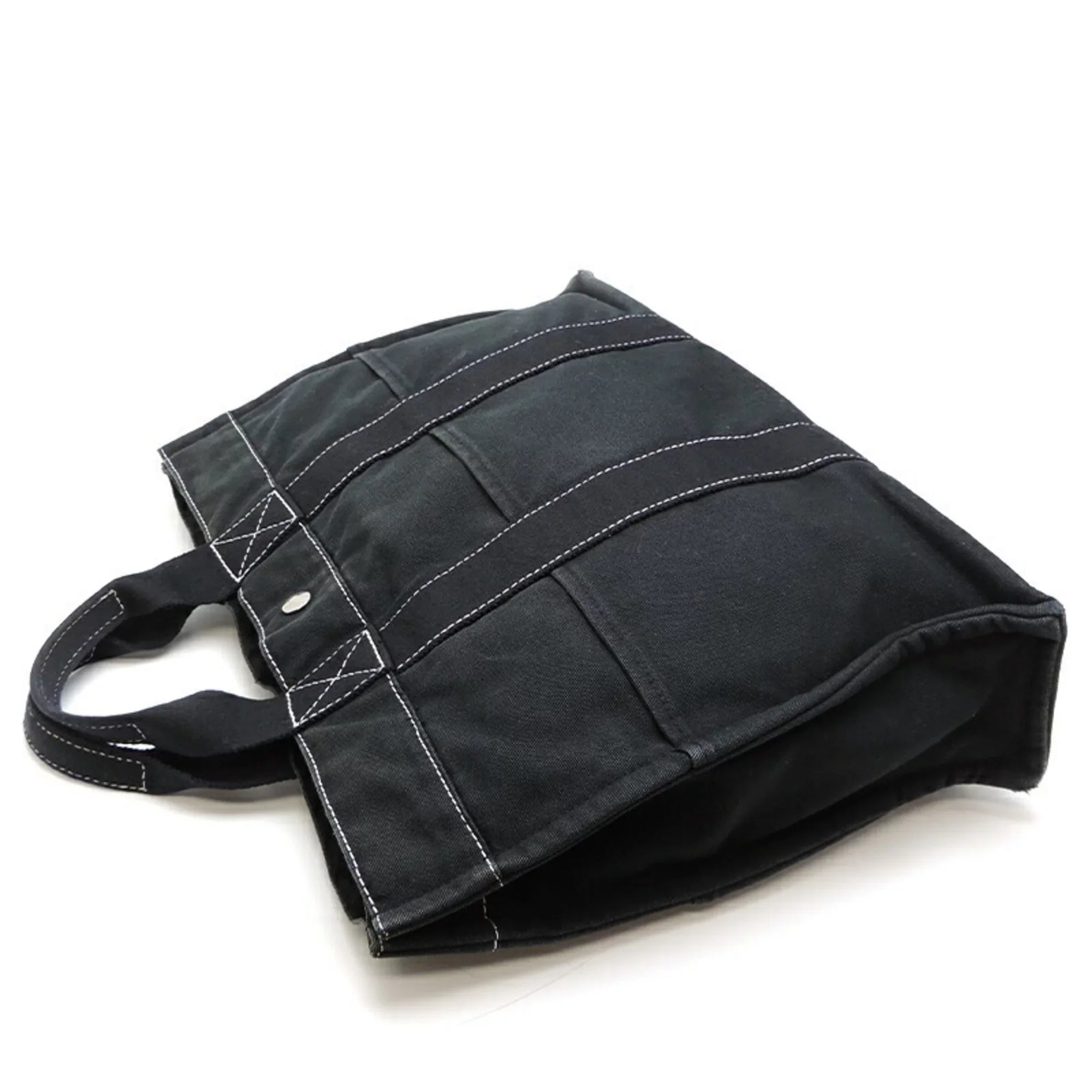 Pre-Owned Hermes Deauville  Ladies Tote Bag Cotton Canvas Black (Fair)