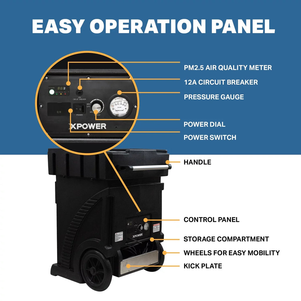 '-2500D  Commercial  Filtration Air Purification System, Industrial, Heavy Duty, Negative Air Machine, Air Scrubber with Variable Speed & Volume Control for Large Spaces