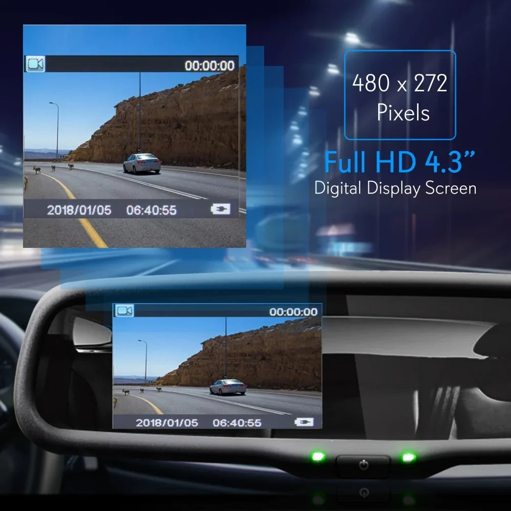 PLCM4590WIR - 2.4Ghz Rearview Mirror Monitor & Backup Camera System with Wireless Video Transmission, 4.3'' -inch Display Screen