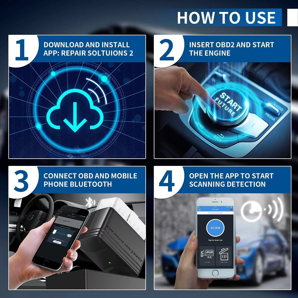 Innova 6000P Bluetooth Wireless  Car Code Reader Check Engine Light   Airbag System Automotive Diagnostic Tool OBD2 Scanner 12V Vehicle Read Clean Code Scanner for  and Android Phones