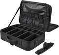 Extra Large Travel Makeup Bag Cosmetic Case Organizer Beauty Train Case with Shoulder Strap and Dividers Compartment, Black