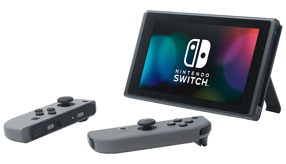 Nintendo Switch - Gray & Gray Joy-Con with  Cable   Cleaning Kit Bundle Like New