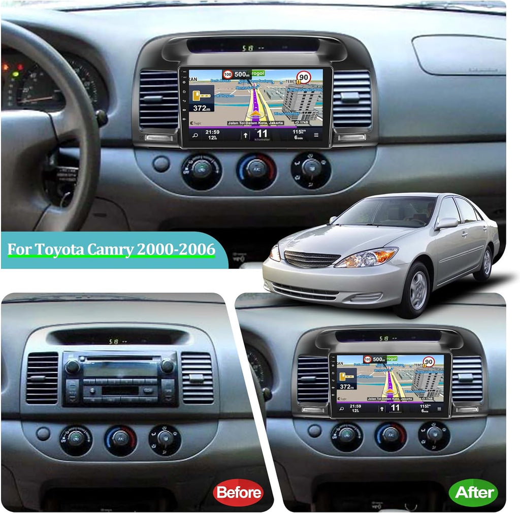 For Toyota Camry 2000-2006, 9 Inch Touchscreen Radio Built in Wireless Carplay and Andriod Auto with Mirror Link, WiFi, , Dual  + Rear View Camera 2+32G Android Car Stereo