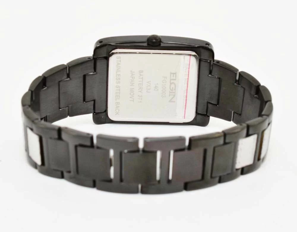 New Elgin Men`s Black  Crystal Band & Dial Multifunction Quartz Watch FG10003