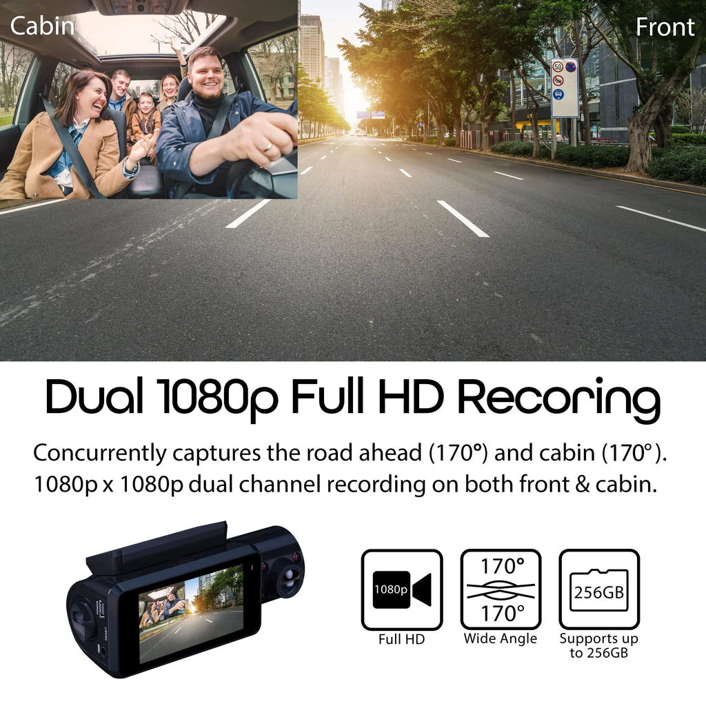 Rexing V3 1080P Front and Inside Cabin Dash Cam with Wi-Fi &