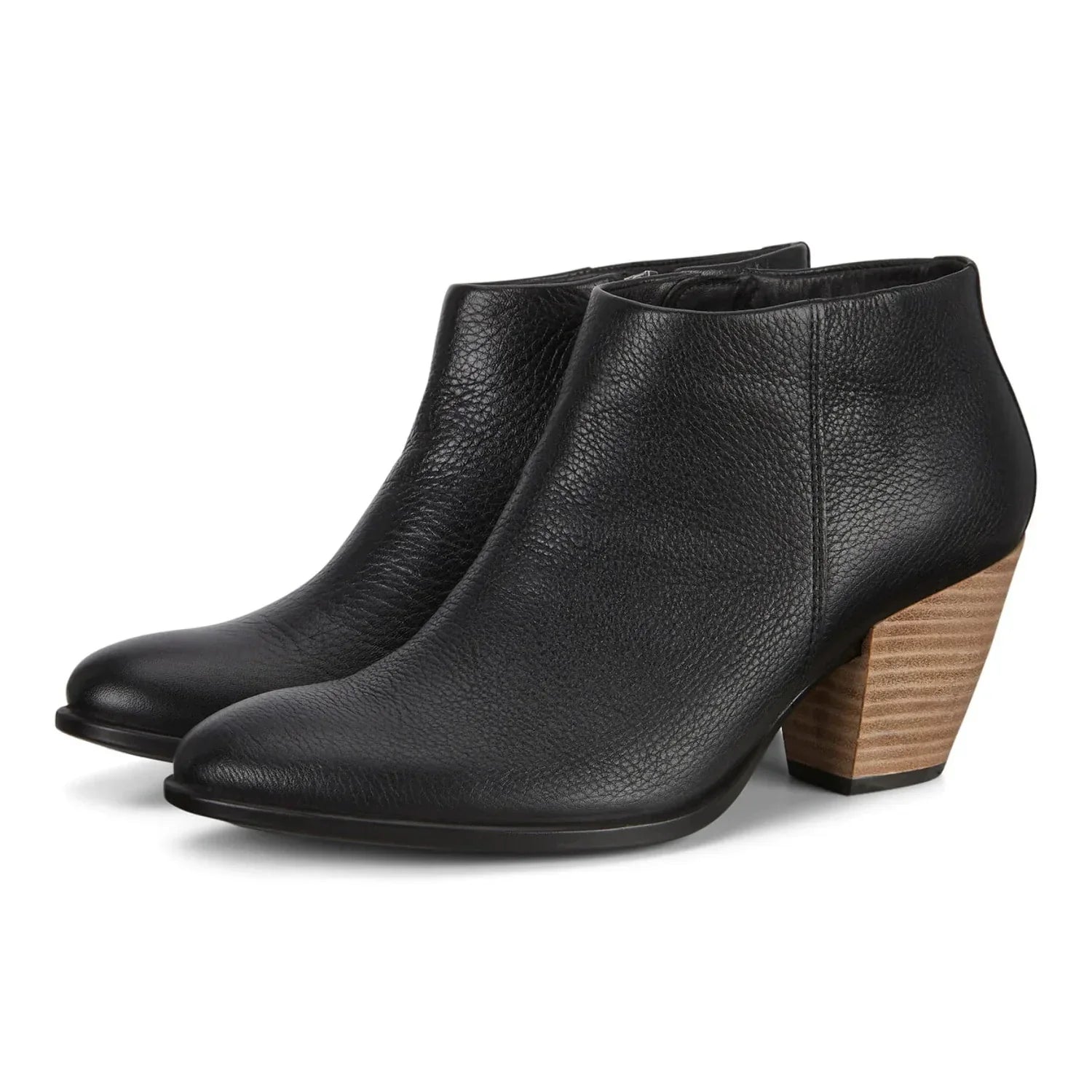 Ecco Women's Black Leather Western Water Resistant Ankle Booties