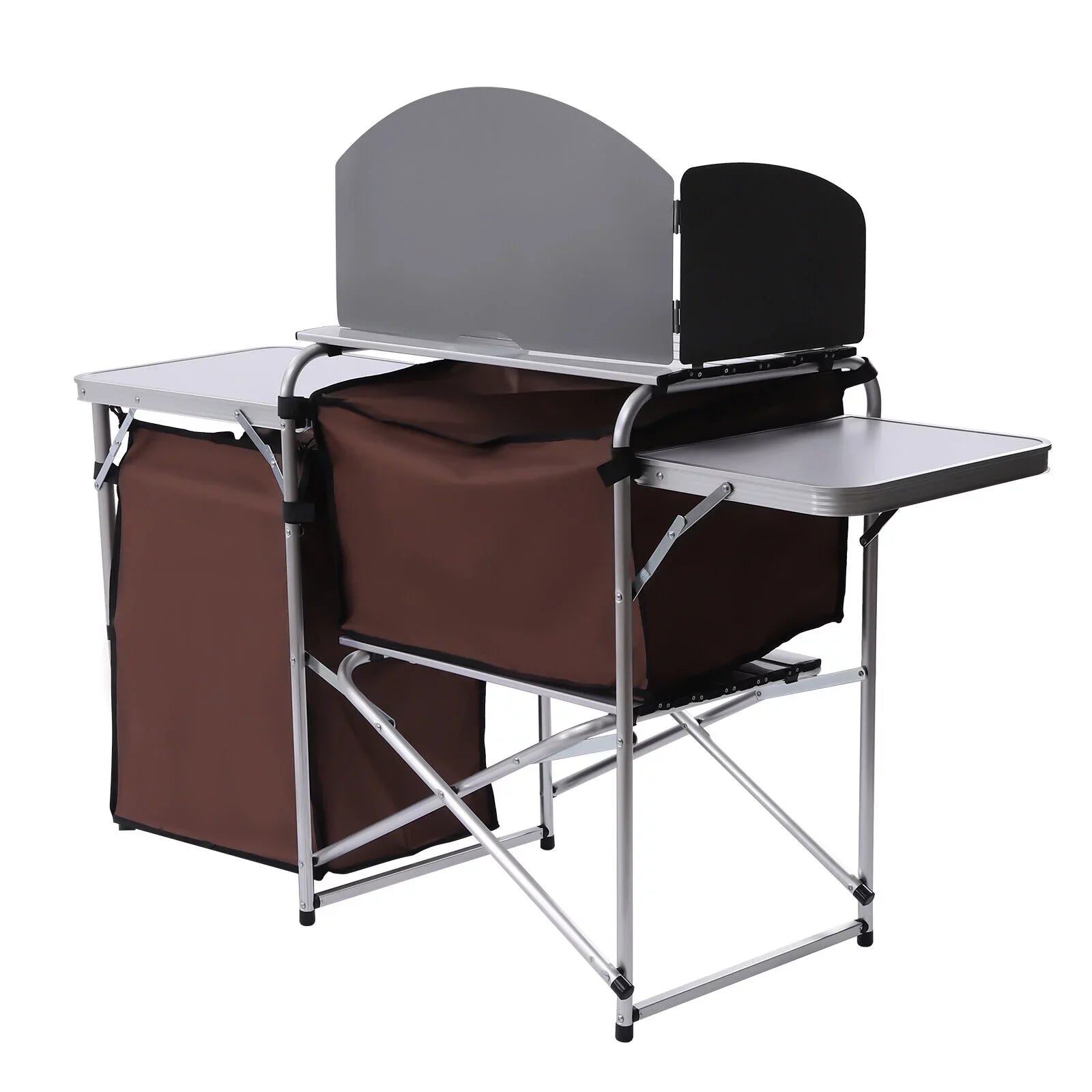 Camping Kitchen Table Storage Cabinet Folding  Grill Table Cupboard Shelf