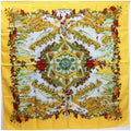 Pre-Owned Hermes Silk Scarf Carre 90 "Au pays de Cocagne" In Paradise Yellow  | For Ladies (Good)