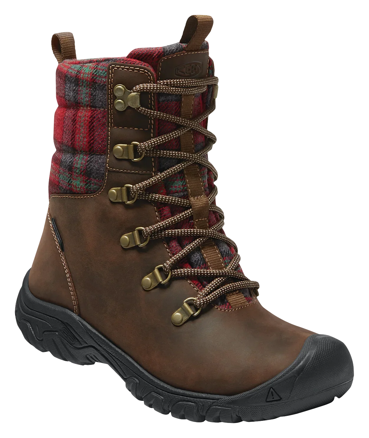 Refurbished  Greta Insulated Waterproof Boots for Ladies - Dark Brown/Red Plaid - 8M