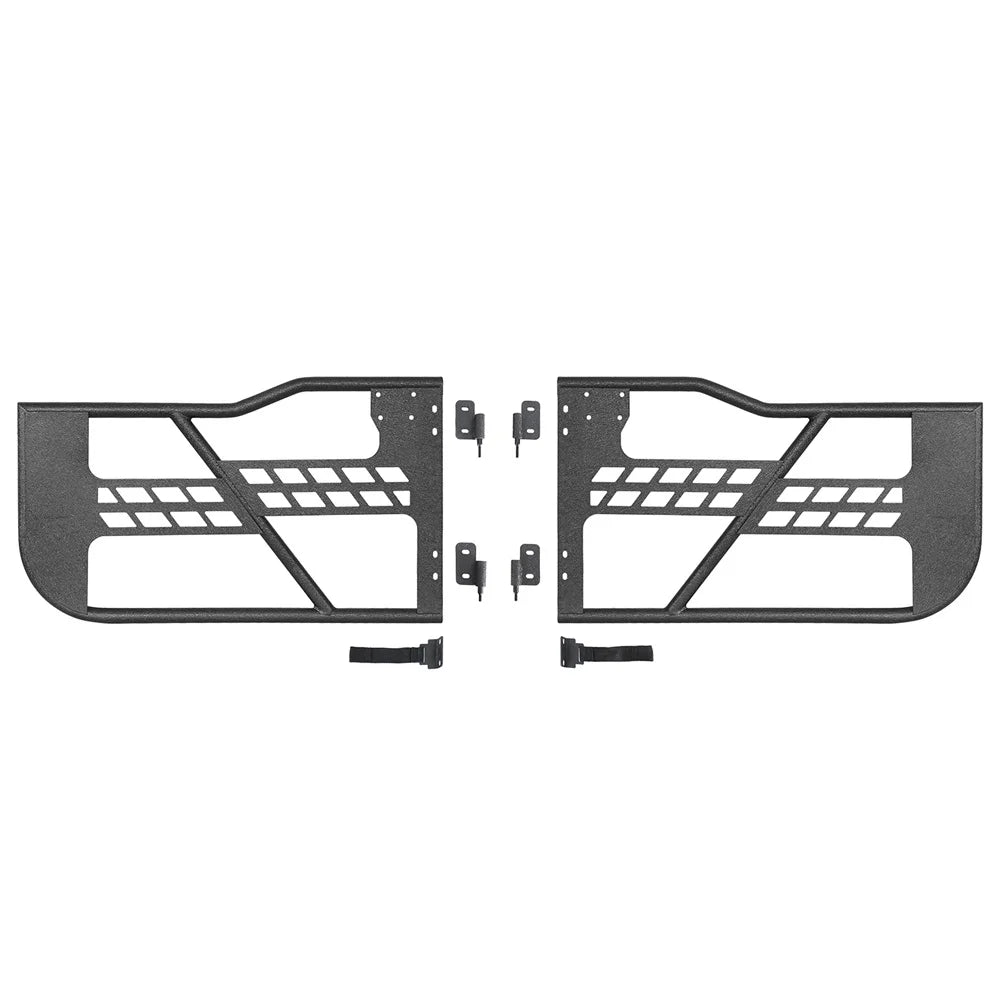 Hooke Road Fit 2018-2023 Jeep Wrangler  2-Door Steel Tubular Half Door Guards Frame Black